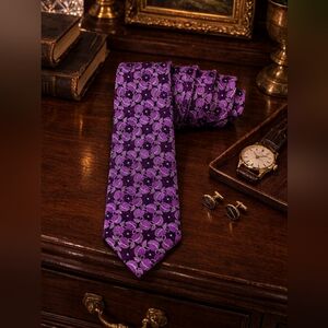 Ted Baker 100% Silk Tie Purple Floral Print Luxury Menswear
